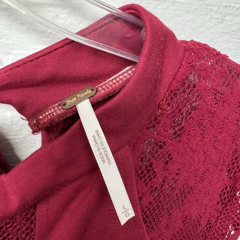 Free People It's Now or Never Wine Red Lace Bodycon Dress - Picture 7 of 7
